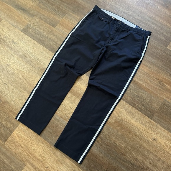 Polo Ralph Lauren Chino Pants Blue Side Stripe Sz 40x32 Preppy Trendy Street ***
